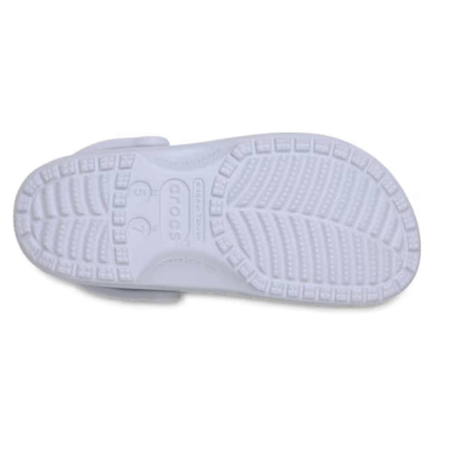 Light lavender Crocs Clogs adults sandal sole Frosted Grape with textured surface on a white background.,
198445154416,
198445154423,
198445154430,
198445154447,