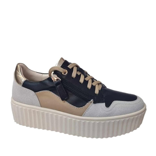 Alfie & Evie Rambo Womens Leather Sneaker Platform Black Combo