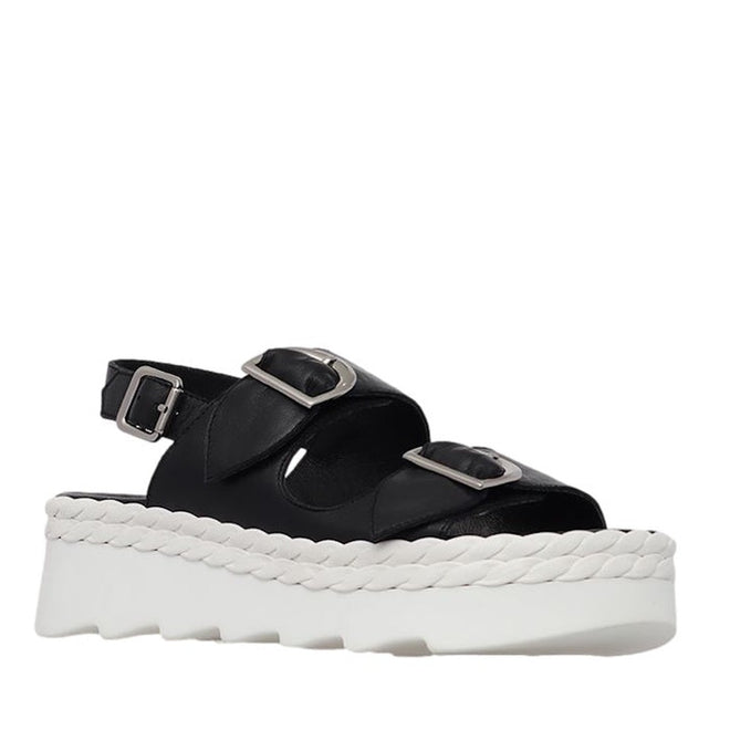 Alfie & Evie Sabre Black Platform Leather Sandals CLEARANCE