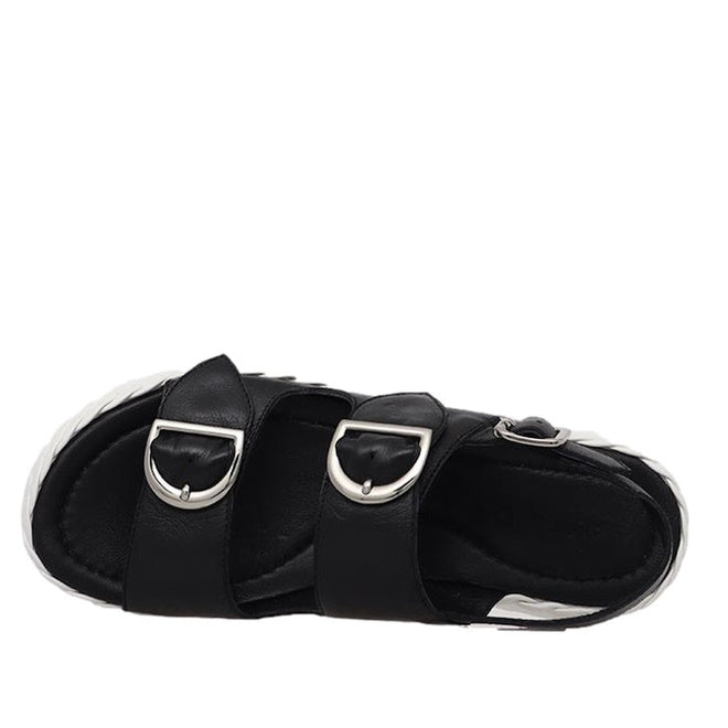 Alfie & Evie Sabre Black Platform Leather Sandals CLEARANCE