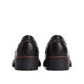 Back view of the Barbour Maddie Black Leather Womens Chunky Loafer, featuring chunky rubber soles and subtle stitching details, displayed on a white background., 51897, 5020985778720, 5020985779352, 5020985780068, 51901, 51902