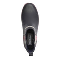 Top view of a Barbour Mallow Navy Cherry Blossom Chelsea women's Wellington rain boot featuring plaid side panels, a back pull tab, visible Barbour insole logo, and a weatherproof design that blends style with practicality., 5063669170908, 5063669170915, 5063669170922, 5063669170939, 5063669170946, 5063669170953