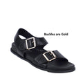 Bay Lane Zeus Black Womens Leather Sandal with Back Strap