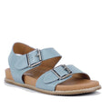 Bay Lane Zeus Denim Blue Womens Leather Sandal with Back Strap