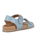 Bay Lane Zeus Denim Blue Womens Leather Sandal with Back Strap