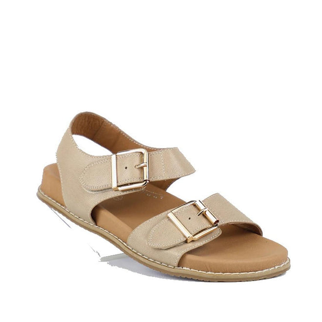 Bay Lane Zeus Latte Womens Leather Sandal with Back Strap