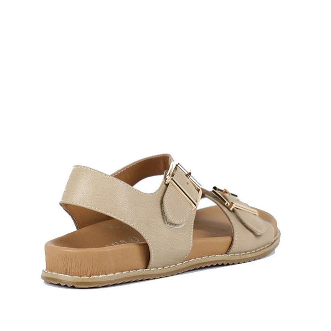 Bay Lane Zeus Latte Womens Leather Sandal with Back Strap