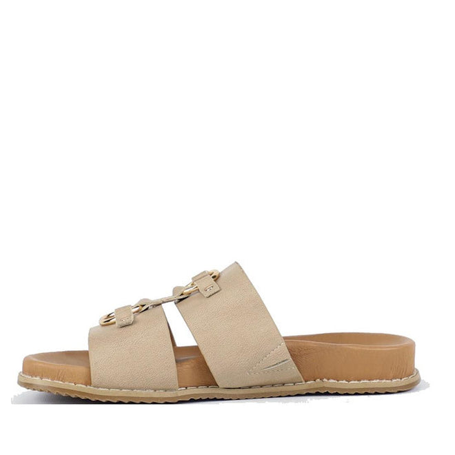 Bay Lane Zuma Latte Beige Womens Leather Sandal