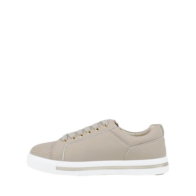 Bay Lane Kiki Womens Nude Beige Leather Zip Sneaker