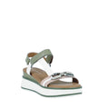 Bay Lane Liberty Green Multi Womens Leather Wedge Sandal