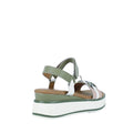 Bay Lane Liberty Green Multi Womens Leather Wedge Sandal