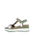 Bay Lane Liberty Green Multi Womens Leather Wedge Sandal