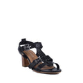 Bay Lane Nickel Black Womens Leather Heeled Sandal
