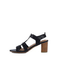 Bay Lane Nickel Black Womens Leather Heeled Sandal