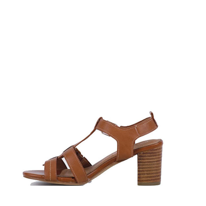 Bay Lane Nickel Tan Womens Leather Heeled Sandal
