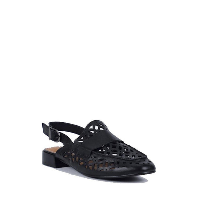 Bay Lane Prima Black Leather Sling Back Sandal