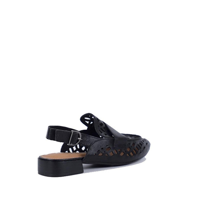 Bay Lane Prima Black Leather Sling Back Sandal