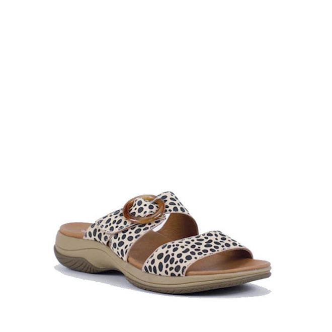 Bay Lane Tacoma Cheetah Womens Leather Slide Sandal