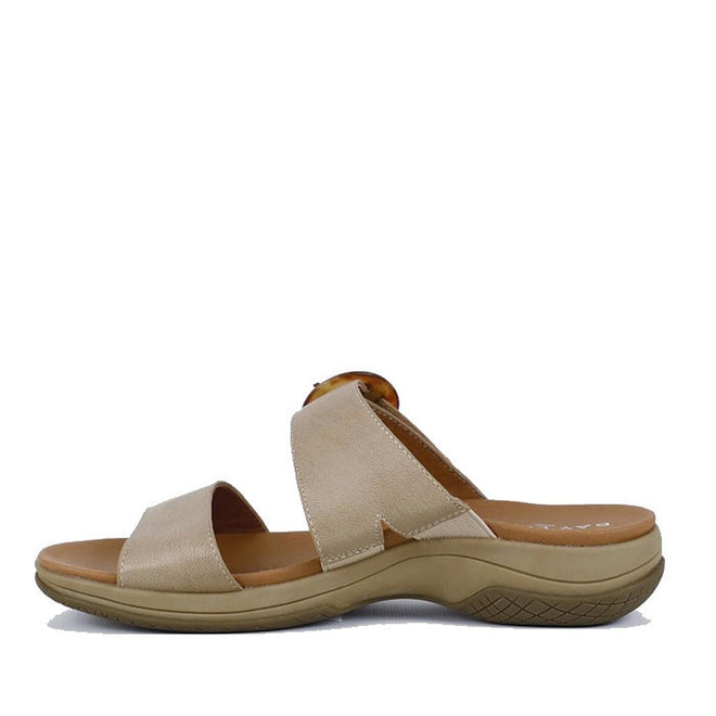 Bay Lane Tacoma Latte Beige Womens Leather Slide Sandal