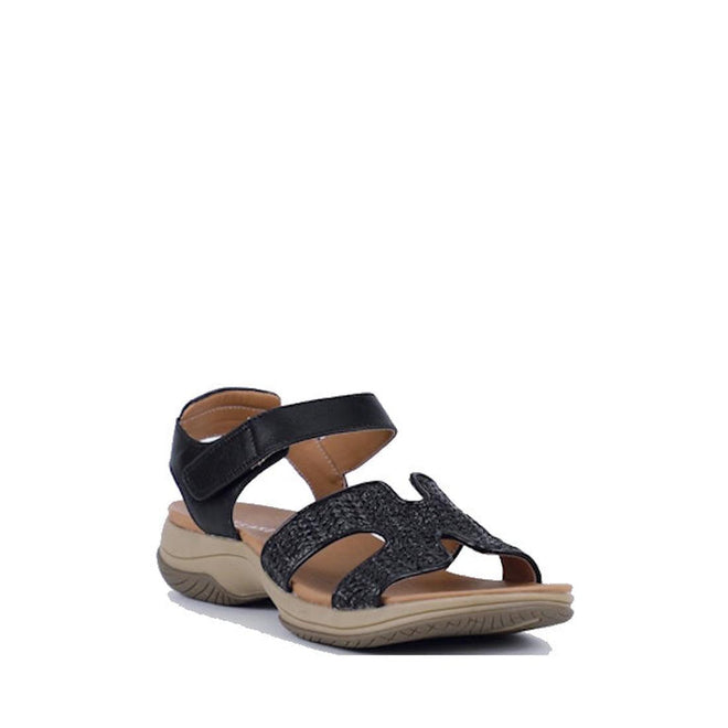 Bay Lane Torquay Black Raffia Womens Leather Sandal