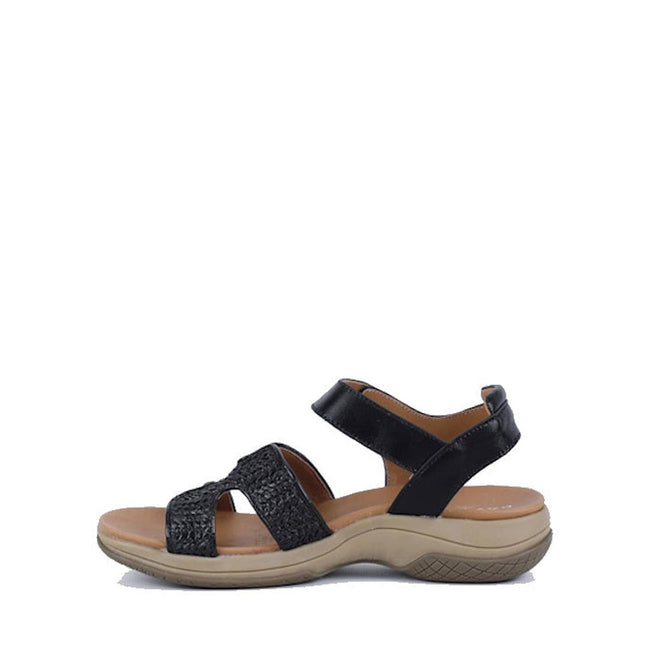 Bay Lane Torquay Black Raffia Womens Leather Sandal