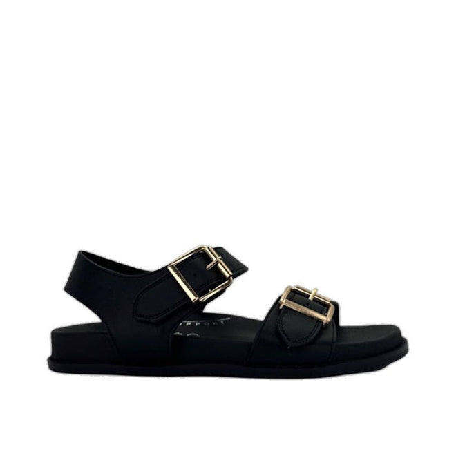 Bay Lane Zeus Black Womens Leather Sandal with Back Strap