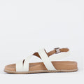 Bay Lane Zorba Ice White Womens Leather Flat Sandal with Back Strap