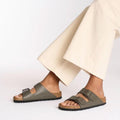 Birkenstock Arizona Smooth Natural Leather Concrete Grey Regular Width