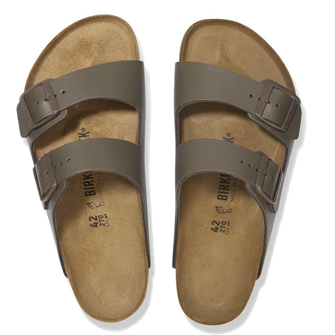 Birkenstock Arizona Smooth Natural Leather Concrete Grey Regular Width