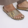 Birkenstock Womens Catalina Cushion Buckle Birko Flor Graceful Taupe Regular Width