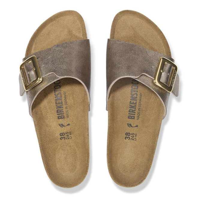 Birkenstock Womens Catalina Cushion Buckle Birko Flor Graceful Taupe Regular Width