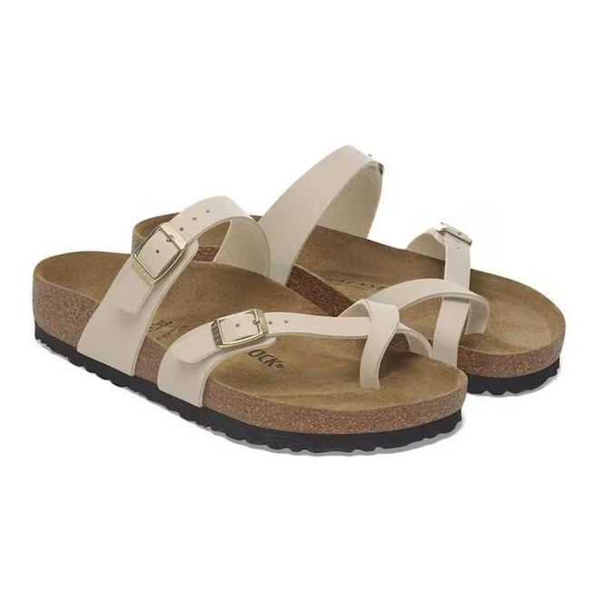 a pair of birkenstock mayari sandals showing the outer right foot and arch support on the sole., 4067707169030,
4067707169078,
4067707169115,
4067707169153,