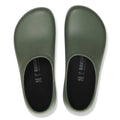 Pair of green clogs with 'Birkenstock' Profi Birki 12.0 Chefs nursing shoes branding on a white background.
4066648850229,
4066648850267,
4066648850304,