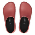 Top view of BIRKENSTOCK Super Birki 2.0 Polyurethane clogs in Mars Red (Regular Width), featuring rounded toes, black insoles, and size details with the Birkenstock logo inside each shoe., 50311, 4061418847867, 4061418847904, 4061418847942, 4061418847980, 50316, 50317, 50318, 50319, 50320