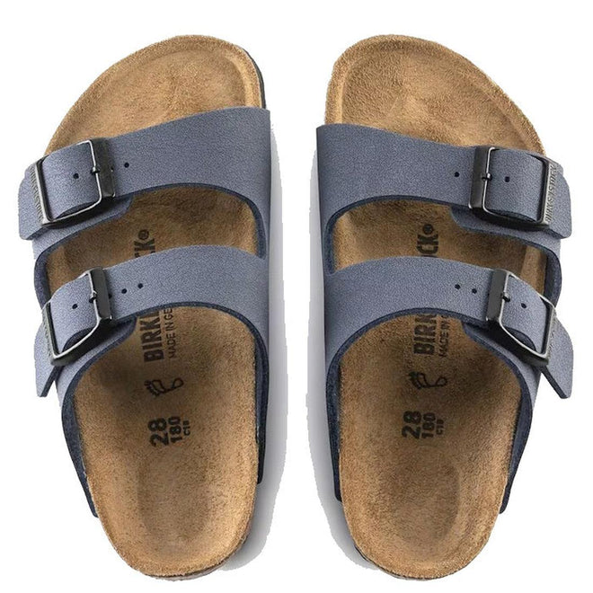 Birkenstock Kids Arizona Navy Birkibuc  Narrow Slides