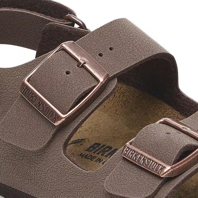 Birkenstocks Kids Milano AS Birkibuc Mocha Back Strap Sandal