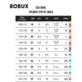 The Bobux Kids Plus KP Timber Boot Dusk Pearl Pink 832918 size guide chart shows sizes in mm, EU, UK, US, age range (months/years), and universal size (M–3XL)—ideal for double strap or Timberland boot designs., 9420068534308, 9420068534315, 9420068534322, 9420068534339, 9420068534346, timberd32, timberd33