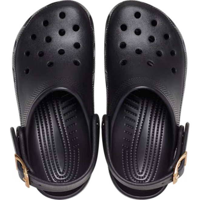 Crocs Womens Classic Metallic Buckle Clog Black