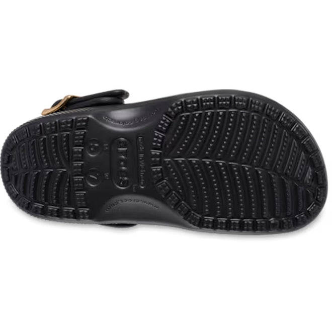 Crocs Womens Classic Metallic Buckle Clog Black