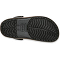 The image displays the bottom of a Crocs Adults Crocband Gum Clog Black Unisex, showing its textured, non-slip gum rubber sole with zigzag and dotted tread, plus the Crocs logo, size details, and Croslite foam in the center., 50028, 198445372889, 198445372896, 198445372902, 198445372919, 198445372926, 198445372834, 198445372841, 198445372858, 198445372865
