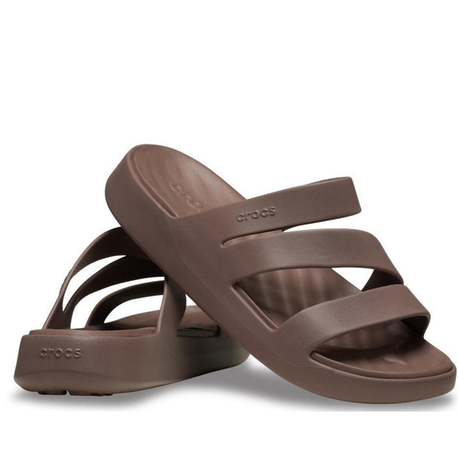 Crocs Womens Getaway Strappy Truffle Brown Slide