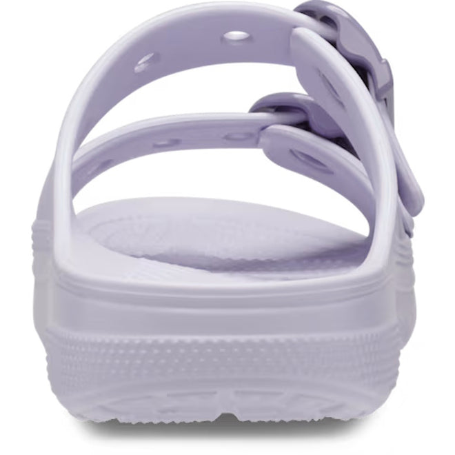 Crocs Womens Saturday Enamel Buckle Purple Halo Sandal Slide