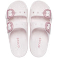 Crocs Womens Saturday Enamel Buckle Bubble Ice Pink Sandal Slide