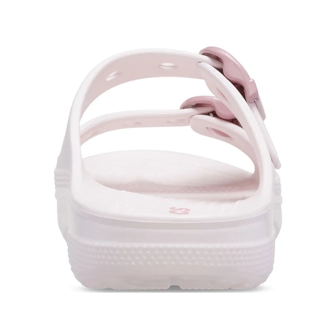 Crocs Womens Saturday Enamel Buckle Bubble Ice Pink Sandal Slide
