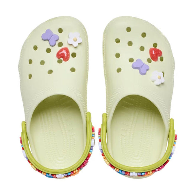 Top down view Pair of light green kids Crocs clogs with colorful freindships decorations on a white background.,
198445157776,
198445157783,
198445157790,
198445157806,
198445157813,
198445157820,
198445157837,