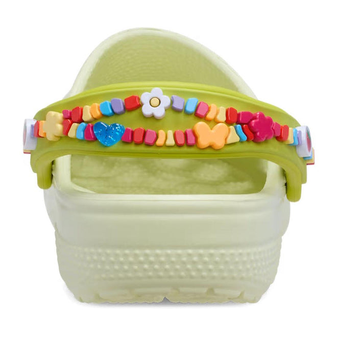 Heel shot of Kids Crocs Freindship bracelet Light green clog with a colorful beaded strap on a white background.,
198445157776,
198445157783,
198445157790,
198445157806,
198445157813,
198445157820,
198445157837,