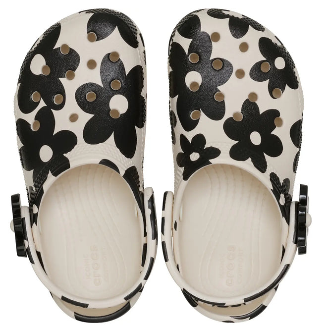 Crocs Kids Toddlers - Classic Clog K Pop Petals Off White Black