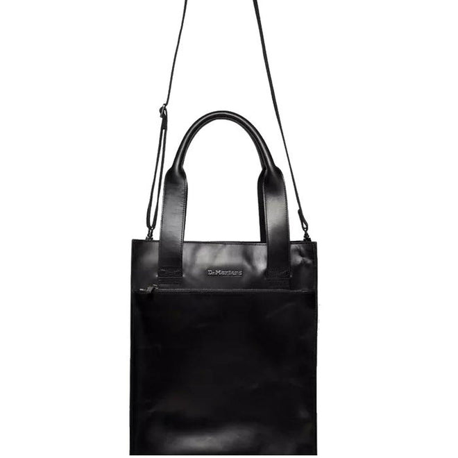 BlackDR Martens  tote bag with shoulder strapsand handles on a white background.,
190665739572,