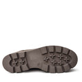 The image displays the brown rubber sole of the Django & Juliette Dixeya Chocolate Leather Boot, shown from below to showcase its rugged tread with rectangular and cross-shaped lugs for enhanced traction and grip., 51117, 4434754329746, 4434754329753, 4434754329760, 443475432977, 4434754329784, 4434754329791