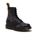 Image of right foot, side on of Dr Martens - 1460 Decayed Roses Womens Black Boot-Foot Forward Shoes